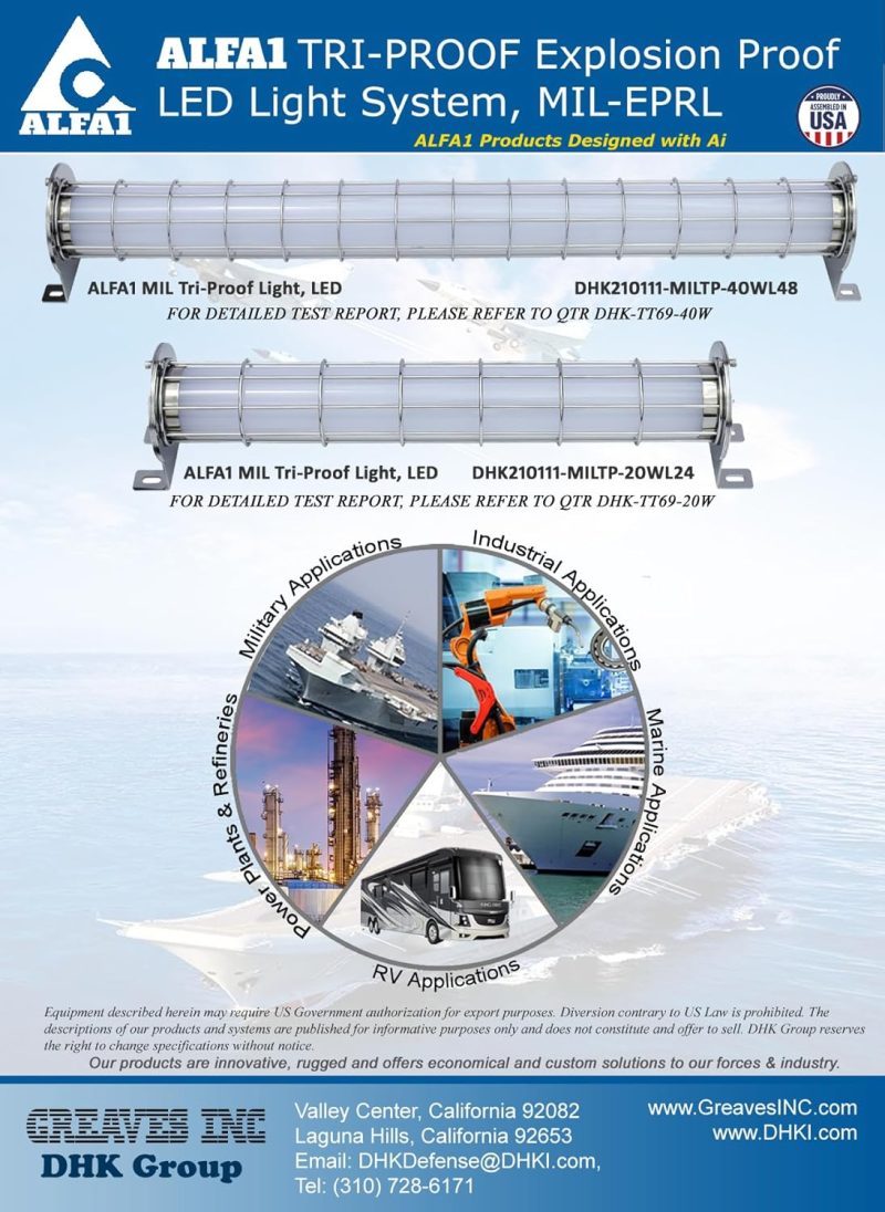 ALFA1 TRI Explosion Proof LED Light System, Military Grade Stainless Steel, 20W, 2400LM, 24inch, 20-30°C to 50°C Temperature Range, 5-Year Warranty - 20 Watt - Image 3